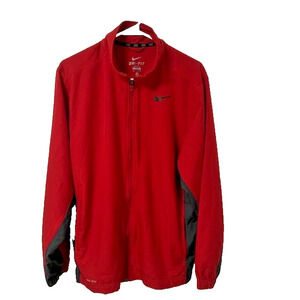 Nike Dri-FIT Full Zip Track Jacket Red Black Athletic Mens Size M